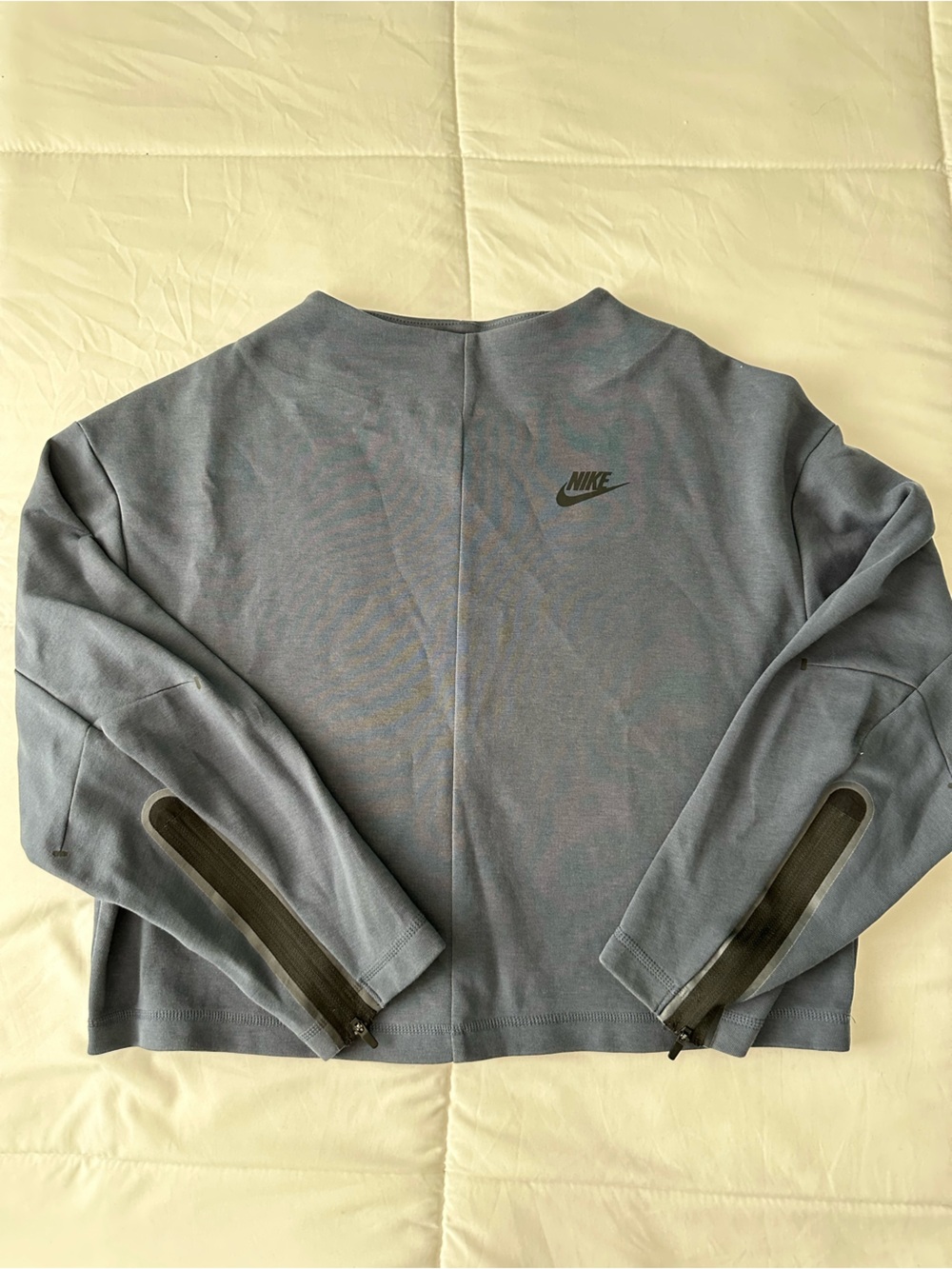 Nike Women's Slate Blue Cropped Sweatshirt with Sleeve Zips